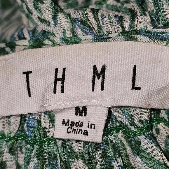 THML Blouse SZ M Lily Floral Flutter, Semi Ruffles,Smocked Sleeves,Boho,Peasant - Picture 7 of 11